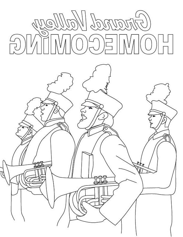 Marching band members coloring sheet